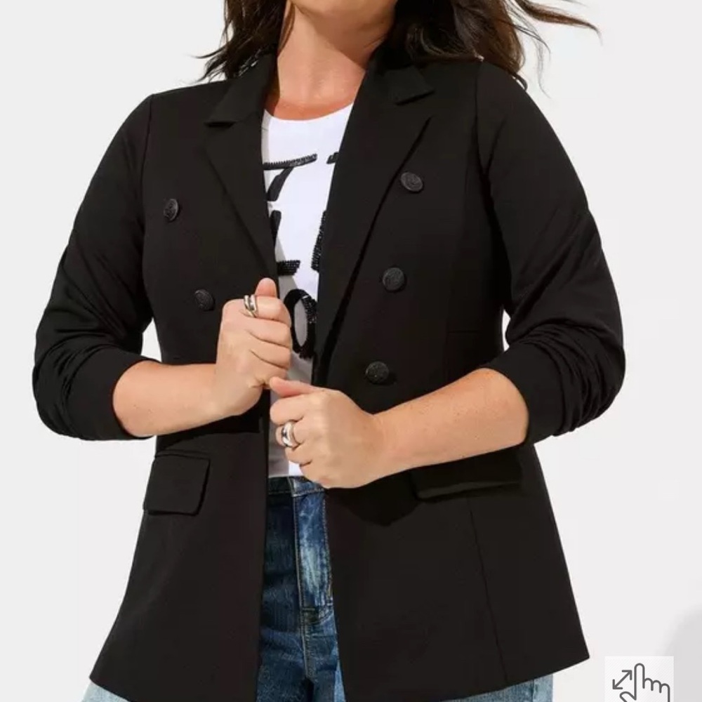 Torrid Black Double-Breasted Blazer Ponte 1x